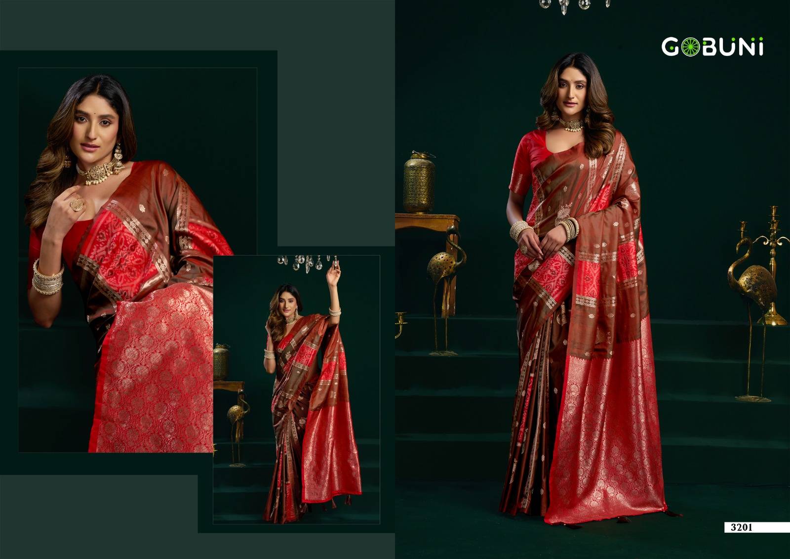 SWARA BY GOBUNI 3201 TO 3206 Series Indian Traditional Wear Collection Beautiful Stylish Fancy Colorful Occasional Wear Silk Sarees At Wholesale Price